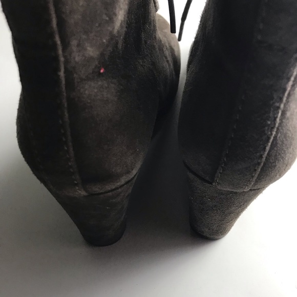 Clarks Artisan Brown Suede Wedge Lace Up Boots - Picture 7 of 8